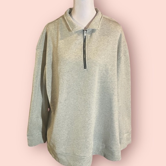 Plus Size Zipper Sweatshirt Casual Pullover Sweatshirt Womens Clothing, gray - Picture 2 of 4